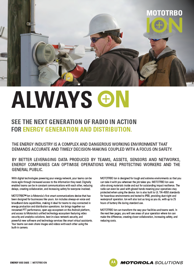 MOTOTRBO Ion Use Cases Energy