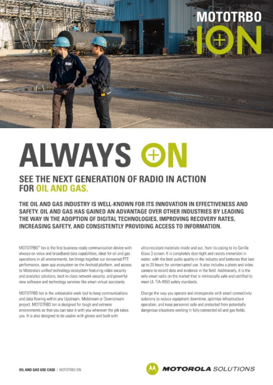 MOTOTRBO Ion Use Cases Brochure Oil and Gas