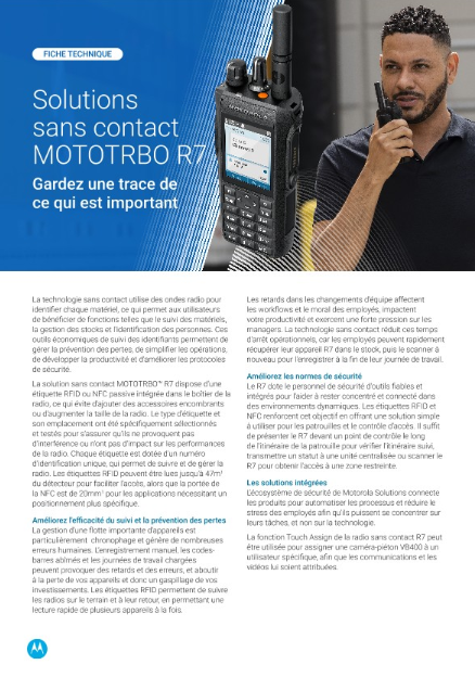 Fiche technique Solutions RFID et NFC pour le MOTOTRBO R7