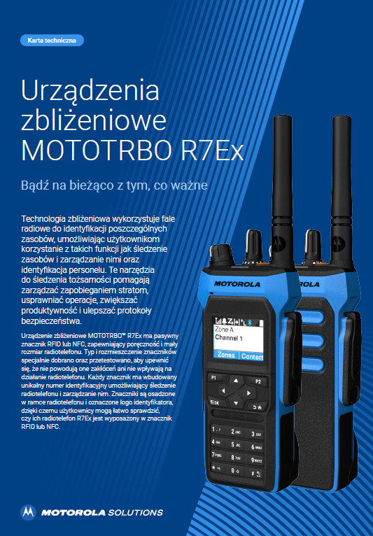 Miniatura karty technicznej rozwiązań zbliżeniowych RFID i NFC w radiotelefonie R7Ex