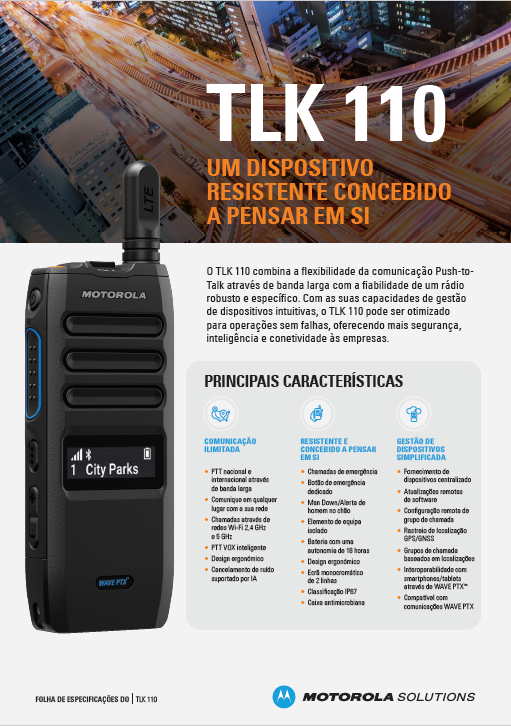 Folha de especificações do TLK110