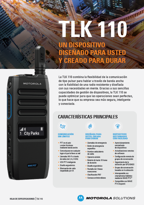 Hoja de especificaciones de TLK110