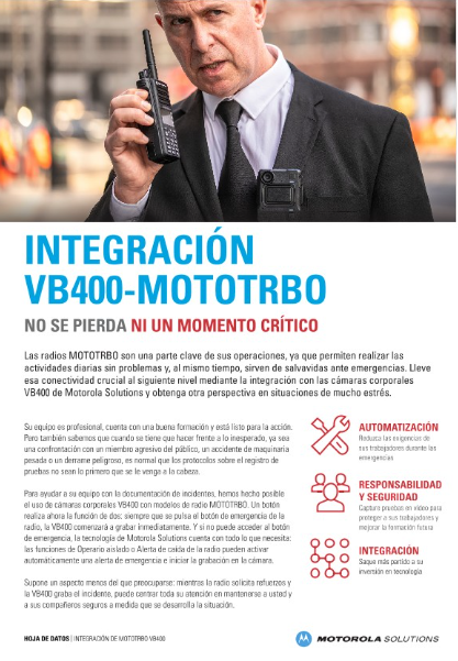 Hoja de datos de integración VB400-MOTOTRBO