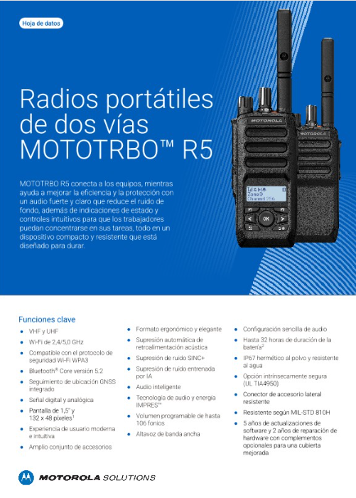 Hoja de datos del MOTOTRBO R5