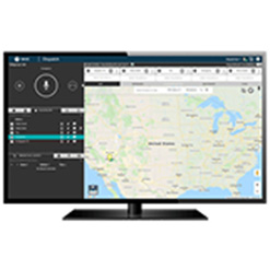 A screen showing dispatch software with a U.S. map.