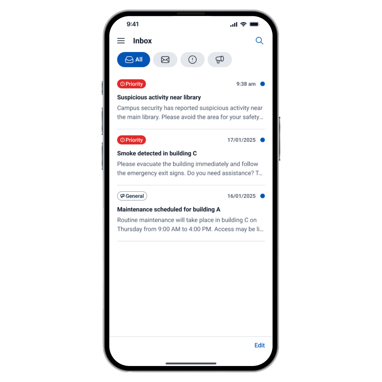 Engage mobile message inbox