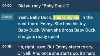 Video transcript highlight