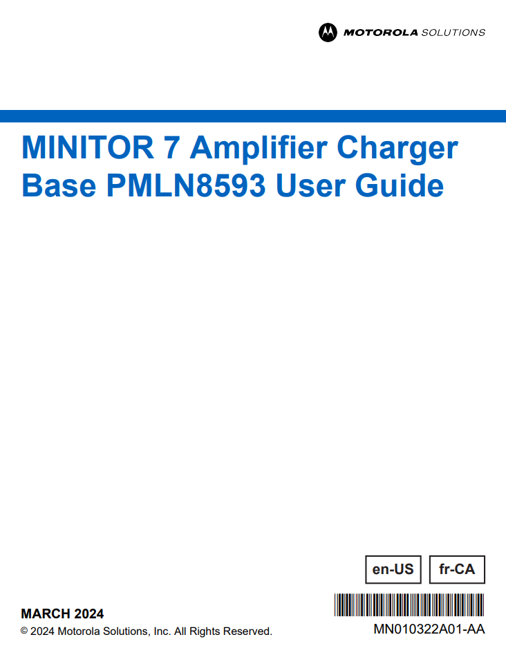 MINITOR 7 amplifier charger user guide