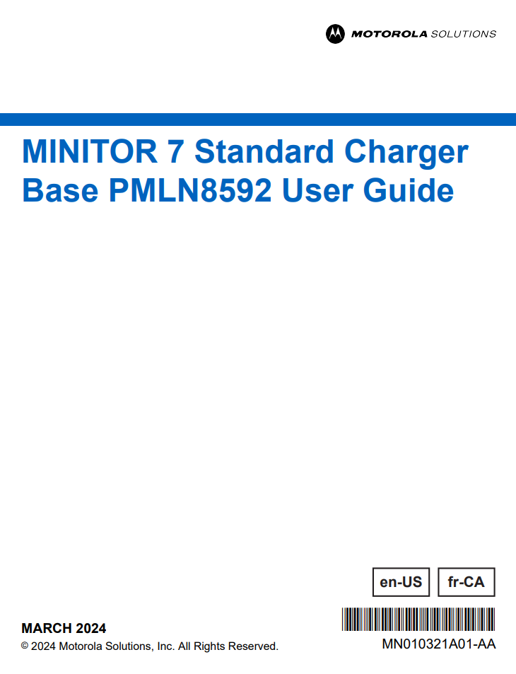 MINITOR 7 standard charger user guide
