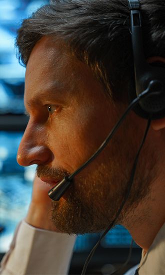 Police officer using a headset