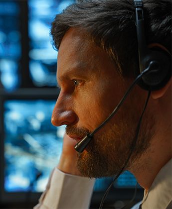 Police officer using a headset