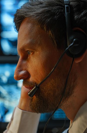 Police officer using a headset