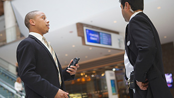 Healthcare working using a two-way radio