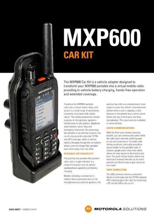 Karta katalogowa zestawu samochodowego do MXP600