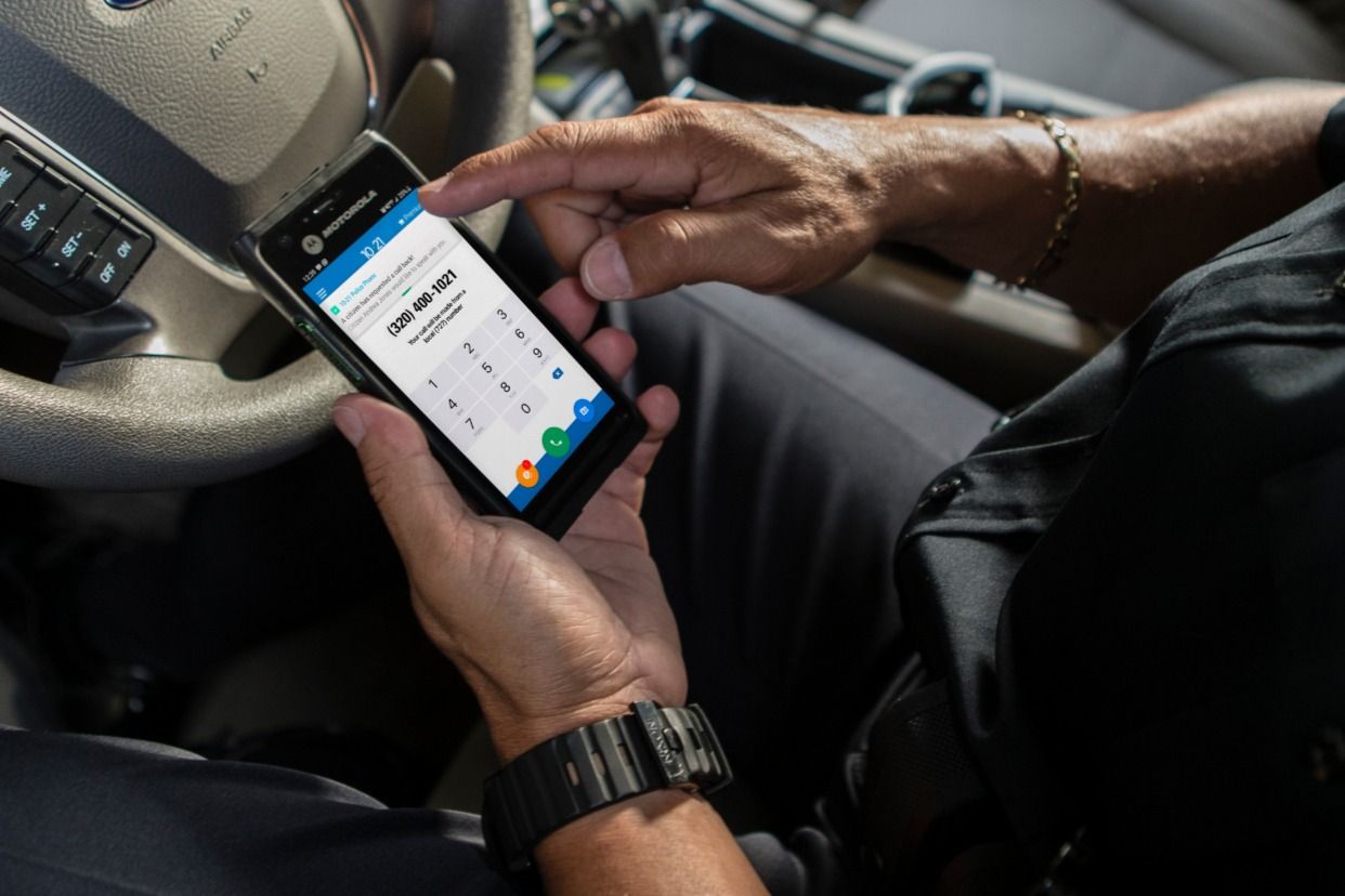 officer on smartphone