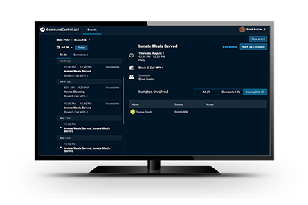 Screenshot of jail management software CommandCentral Jail.