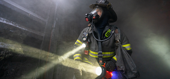 Fire truck pulling out of station