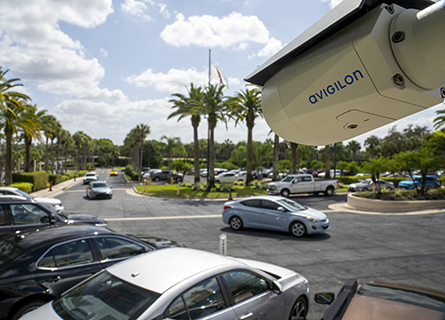 Security camera in parking lot