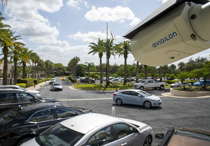 Security camera in parking lot