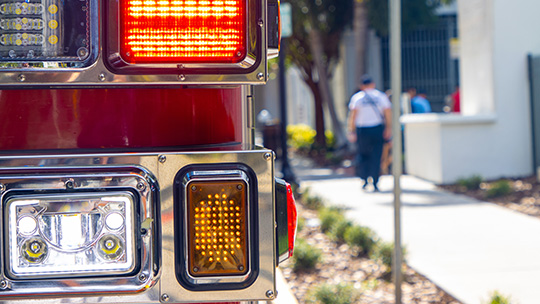 Close up of fire truck front bumper