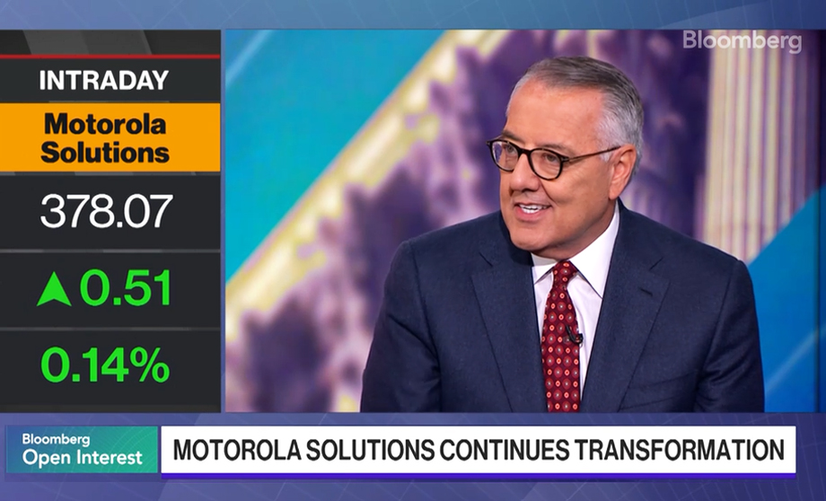 Image of MSI CEO, Greg Brown, being interviewed on Bloomberg TV