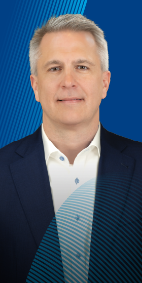 Image of a MSI's CFO Jason Winkler with a blue background