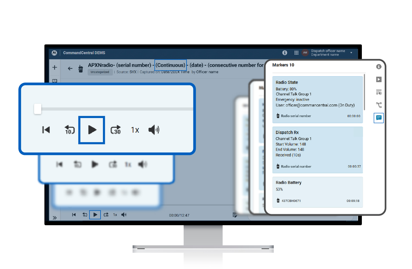 Audio and metadata screen